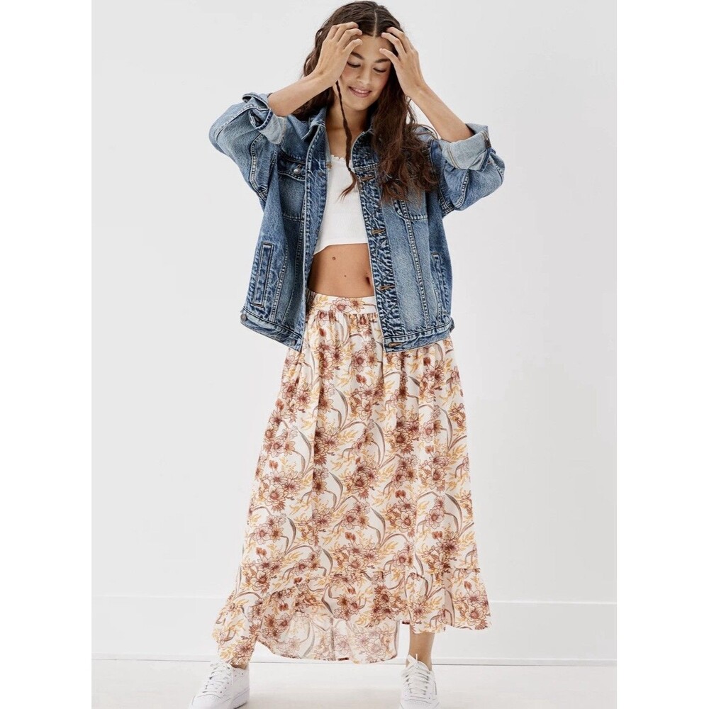 American Eagle Hi Low Midi Multicolor Skirt Size Small NWT
